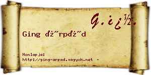 Ging Árpád névjegykártya